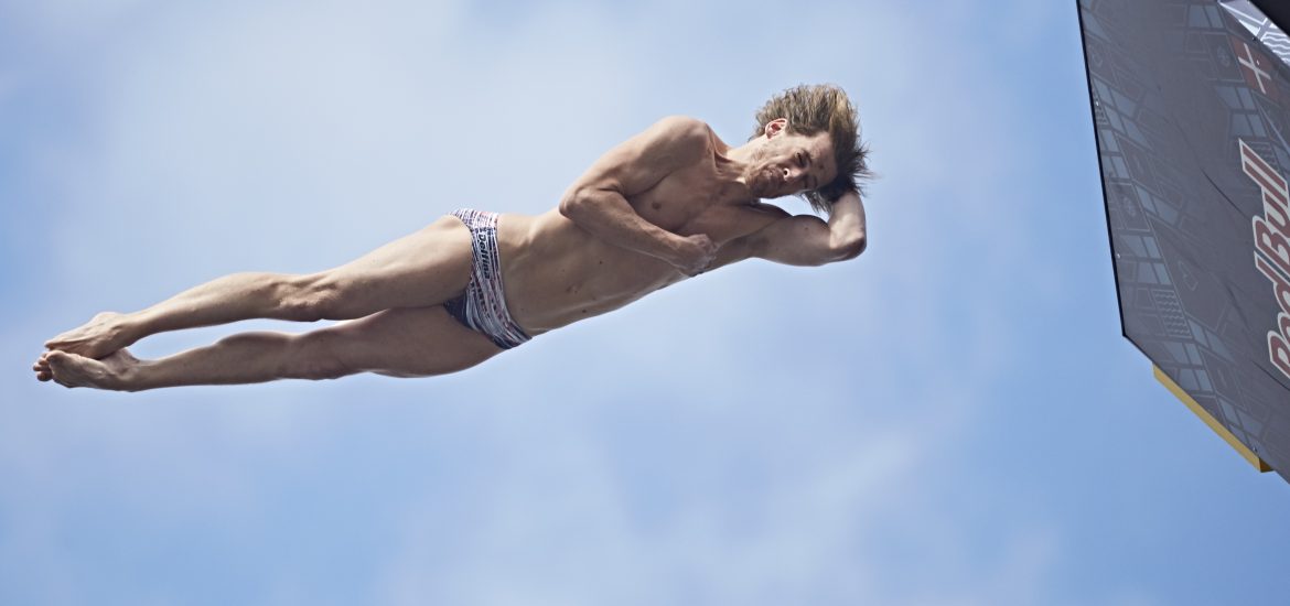 Gary Hunt of the UK dives from the 28 meter platform on the Copenhagen Opera House during the second stop of the Red Bull Cliff Diving World Series in Copenhagen, Denmark on June 18, 2016.