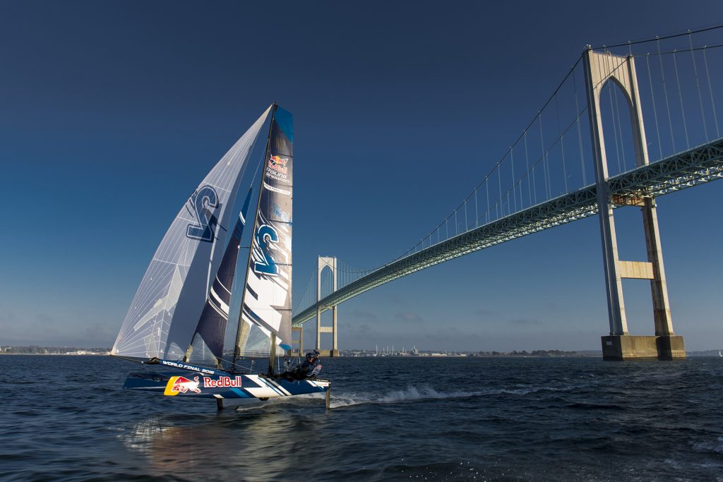 Sailors test the waters ahead of the Red Bull Foiling Generation World Finals, at Newport, RI, USA on 17 October, 2016. // Onne van der Wal / Red Bull Content Pool // P-20161019-01061 // Usage for editorial use only // Please go to www.redbullcontentpool.com for further information. //